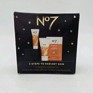 BOOTS No7 3 Steps To Radiant Skincare Set Moisturizer Cleanser Eye Mask Sealed